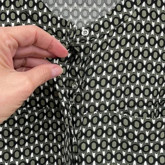 Merona Sleeveless Geometric Dress Medium Green Black White Elastic Waist EUC - Picture 4 of 11